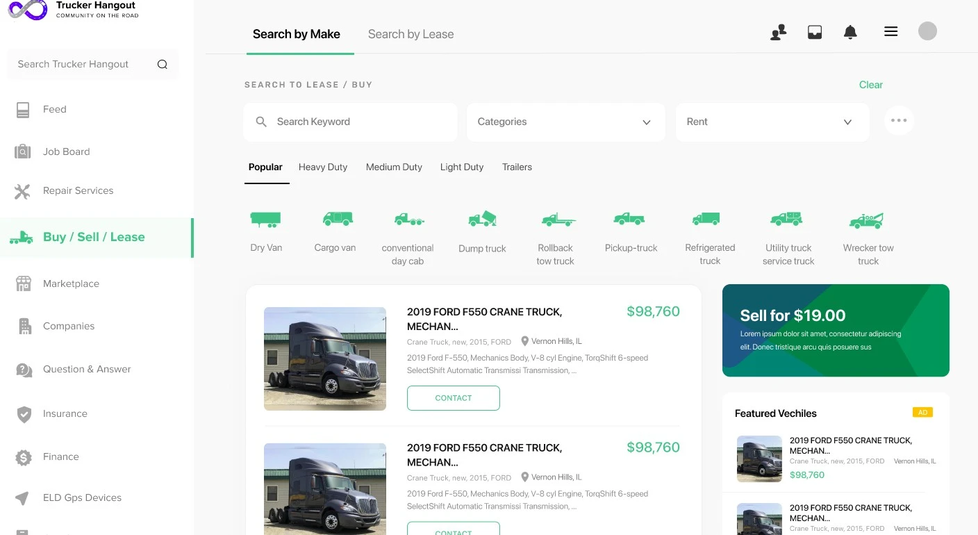 Social Network Platform Trucking