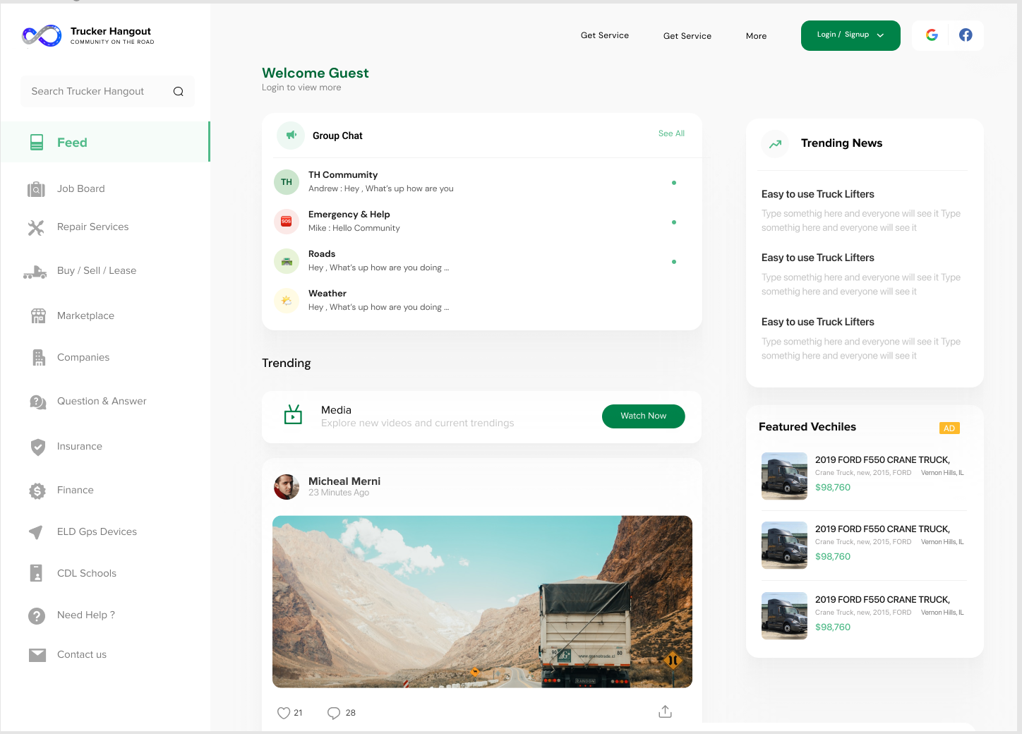 Social Community for Trucking
                    